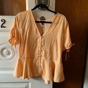 NWT yellow floral peplum blouse